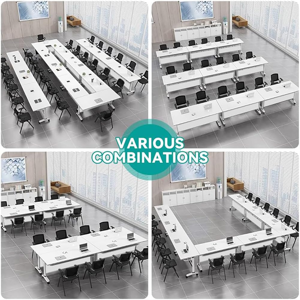 Table de conférence Pliante, Ensemble Moderne de 2 Tables de conférence Pliantes (120 x 60 x 75 cm), Plateau Rabattable, cloison de confidentialité, roulettes Mobiles, idéale pour Les burea