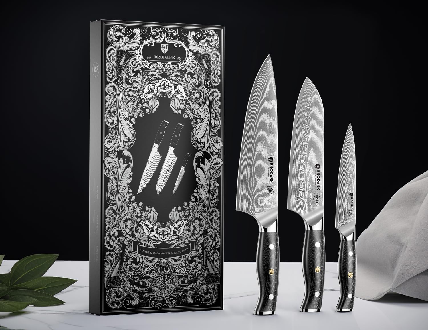 Damascus Knife Set 3 PCS with Premium VG10 Damascus Steel, Ultra-Sharp Professional Japanese Kitchen Knife Set, Full Tang Chef Knife Set with G10 Hand - Image 7