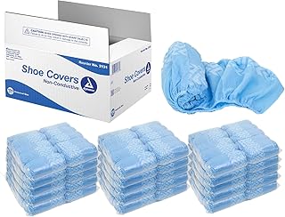 Dynarex Disposable Shoe Cover, Universal Size, Non-Conductive, have Sewn Seams with Elastic Opening and Fits Most Shoes, Blue, 1 Box of 150 pairs