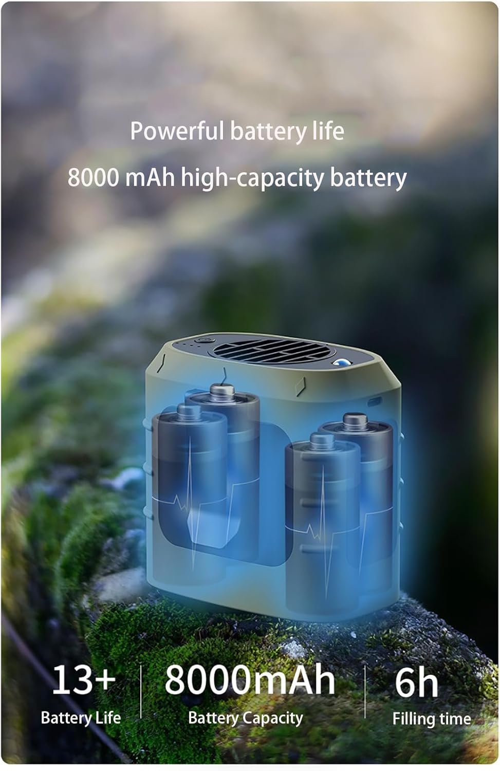 Mini Waist-mounte Fan 3 Speeds Leafless Fan Portable 13000RPM Strong Airflow Personal Fan for Outdoor Hiking Camping Worksite,Black