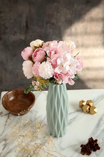 SATYAM KRAFT 1 Pcs Artificial Head Rose Peony Fake Flowers Sticks Bunch Decorative Items for Home, Living Room, Table Decoration for Deepawali,…