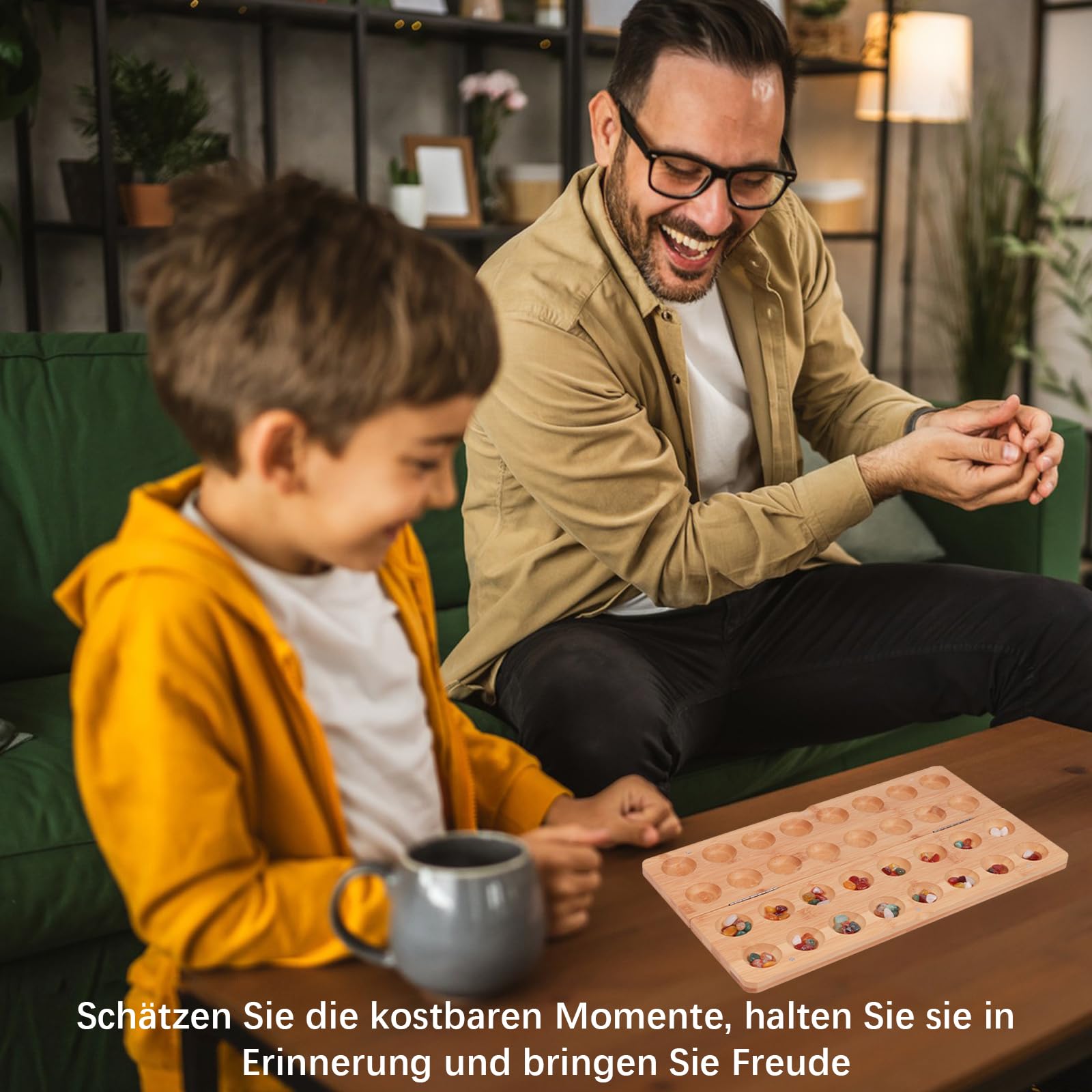 Steinchenspiel, 65 Juwel Kalaha Spiel, Edelsteinspiel aus Holz, Mancala Kalaha Faltbar und Leicht zu Tragen Strategiespiele, Edelstein Match Schach, Strategiespiele für Erwachsene (A)