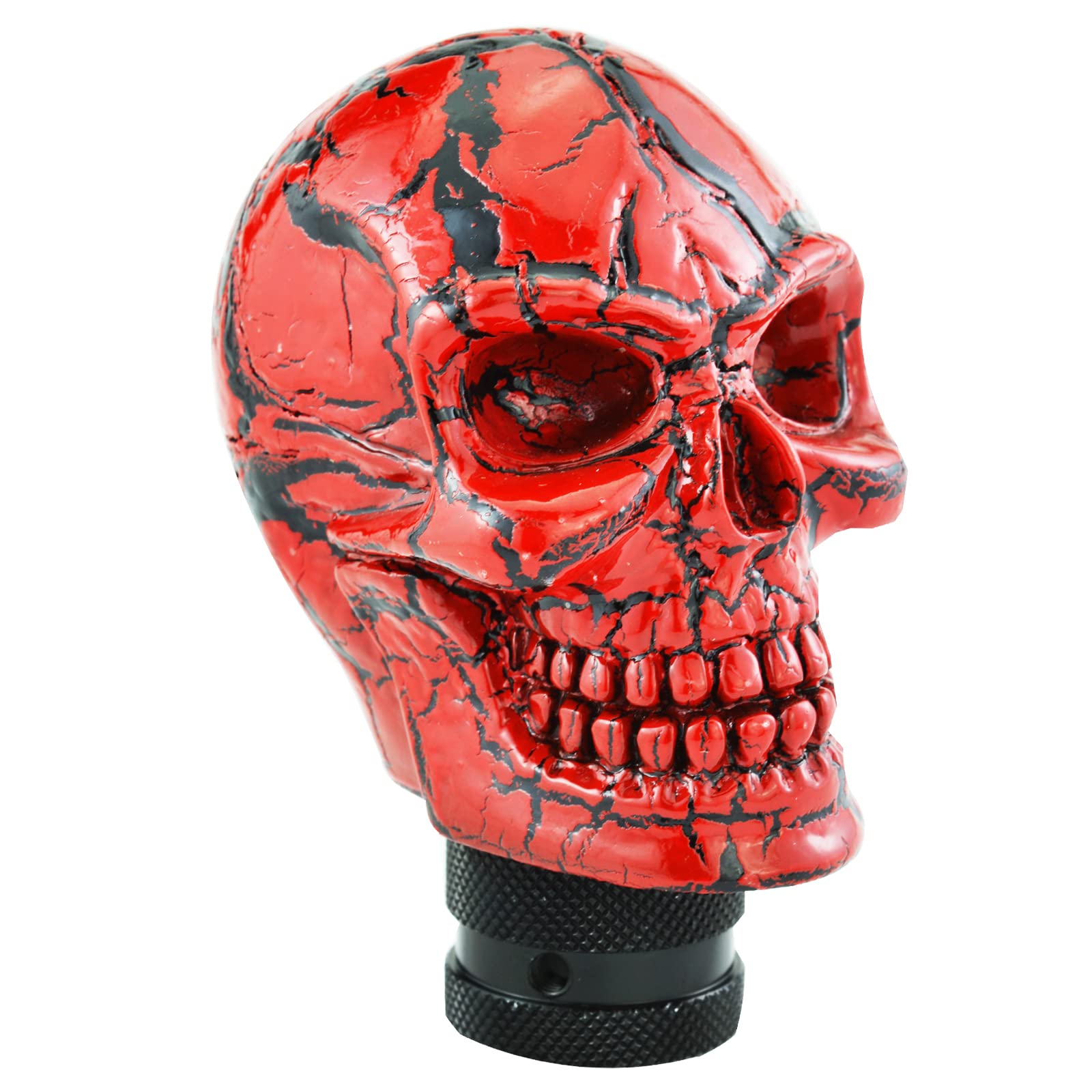 Temzzer Skull Resin Transmission Shift Lever Knob Heavy Shiny Vehicle Shifter Handle Stick Head for Most Manual Automotive Vehicles (Red Pattern)