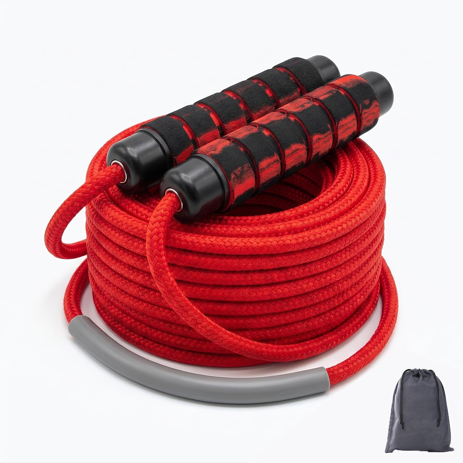 16 FT Double Dutch Jump Rope for Team Sports , Kids Skipping Rope with High-Strength Nylon Braided Core, 360° Swivel Bearing Anti-Tangle, Long Enough for 2-4 Adults & Kids, Ideal for Fitness Training