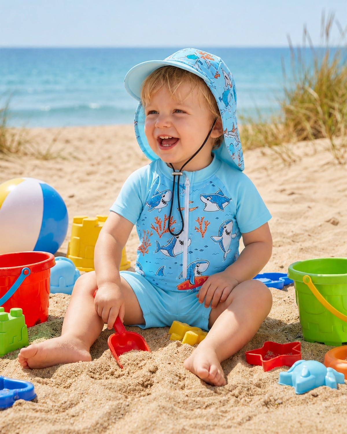 JiAmy Maillot de bain 3 pièces Rashguard à manches courtes pour bébé garçon avec maillot de bain