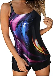 2025 - Trajes de baño tankini para mujer 2024 verano trajes de baño de dos piezas con estampado Sling Swim Tank Top con pantalones cortos Traje de baño de playa Manteles individuales