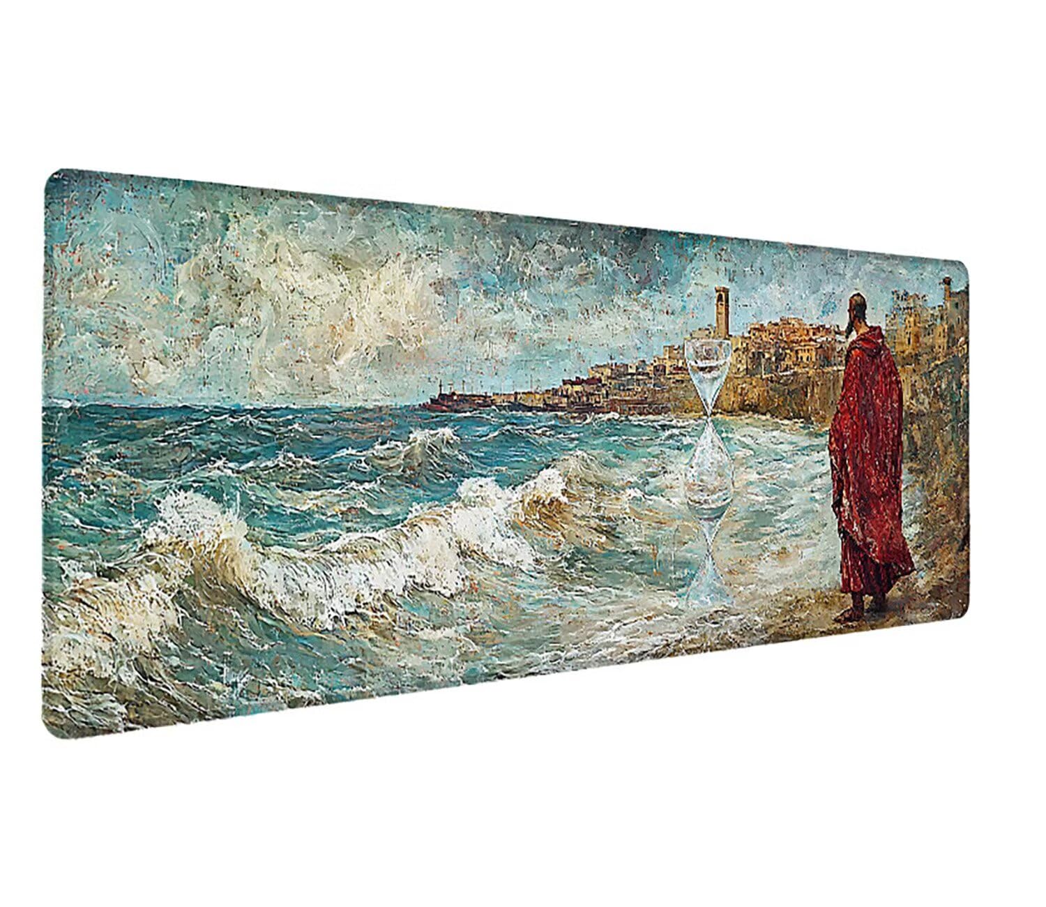 Podkładka pod mysz, duża podkładka na biurko, krajobraz retro, XXL, podkładka pod mysz do gier, 1600 x 800 x 3 mm, antypoślizgowa podkładka pod mysz, gamingowa podkładka pod mysz z przeszytymi