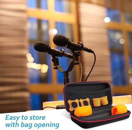 Vista 18 de Vaguelly Bolsa de micrófono dual: bolsa de almacenamiento portátil de mano, con exterior de carcasa dura de EVA e interior acolchado de esponja