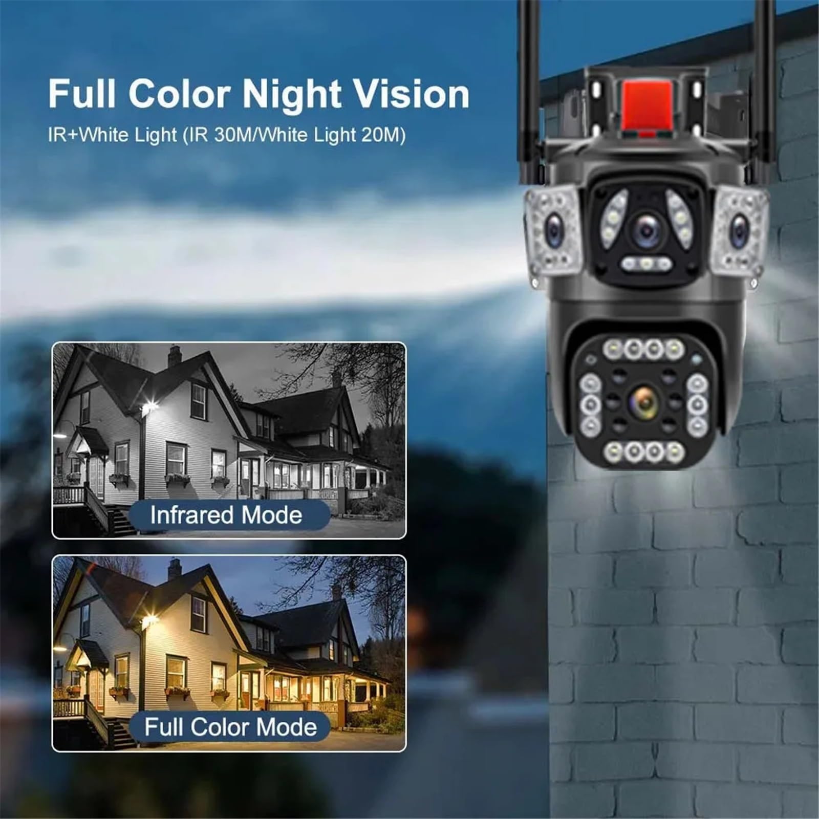 6MP Three Lens PTZ IP Camera With Three Screen Auto Tracking Ai Human Detection Wireless Security CCTV Surveillance Cameras(6MP Camera Add 128G)