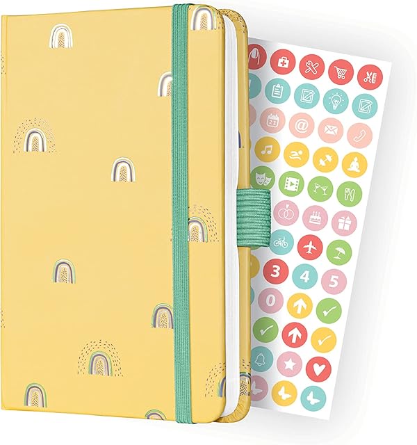 SIGEL J3318 Jolie Weekly diary 2023 - Rainbow Butter - 9,5 x 15 cm - hardcover - 174 pages - yellow