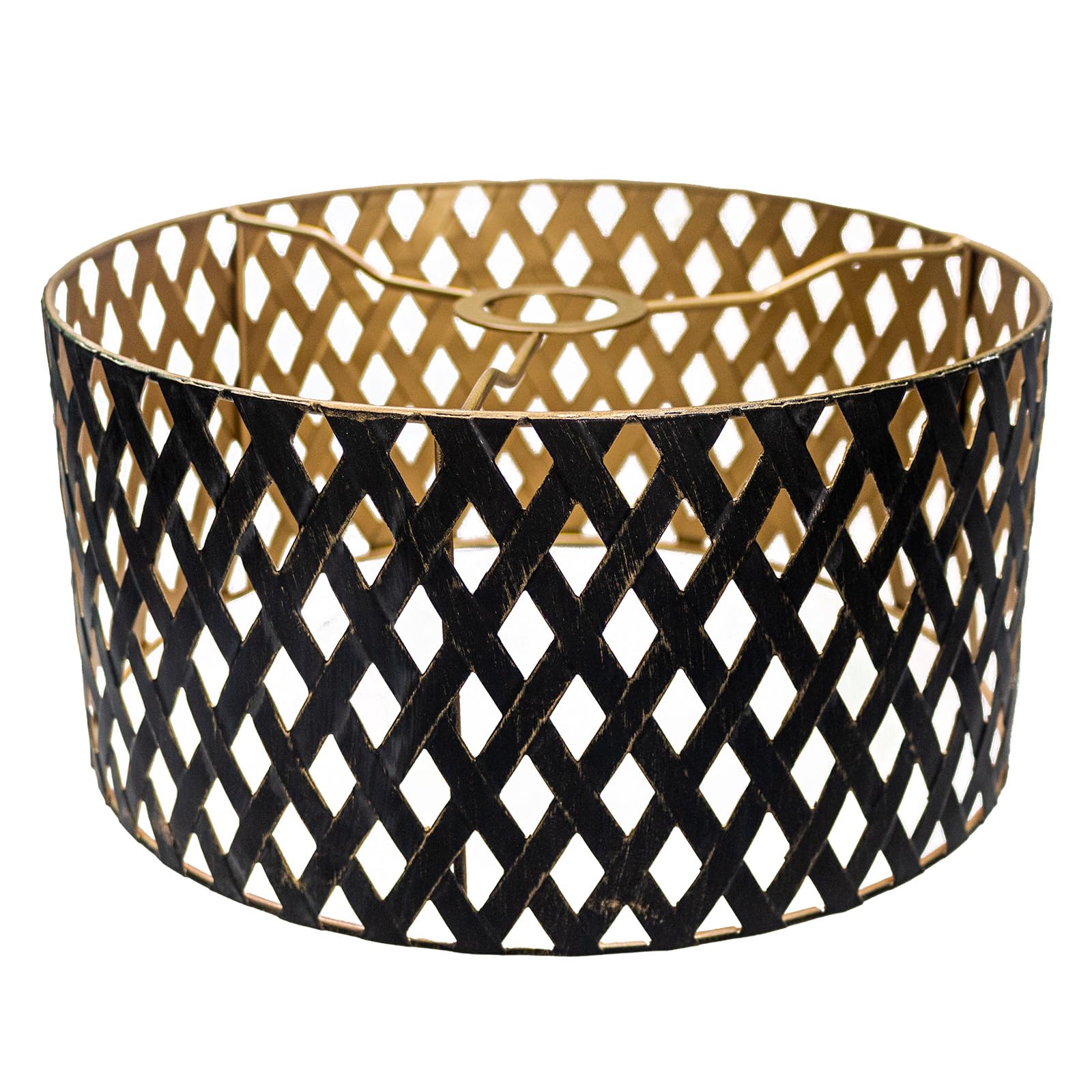Vintage Metal round lampenschirm,schwarz gold, hohlgeschnitzt, Trommelform, für Stehlampe, Hängelampe
