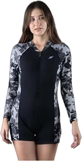 Keepfit Colorblocked Full Sleeves Roundneck boy Leg Length Leg Suit with Front Zipper| Swimming Suit for Women Price In India