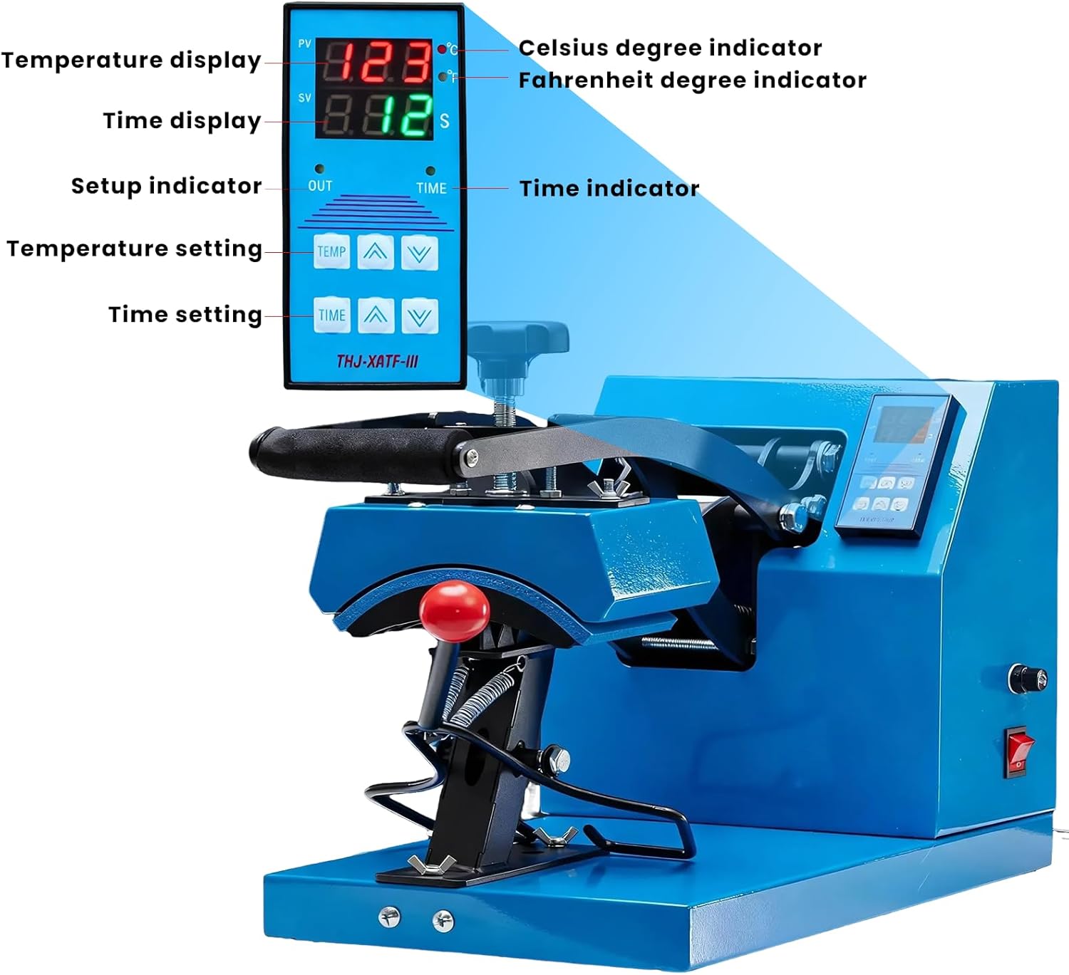 OLIXIS Hat Heat Press Machine, Professional Hat Heat Press for Caps, 3.2"x5.5" PTFE-Coated Plate, LCD Display, 570°F Max Temp, Memory Mode & Safety Base for Baseball Caps, Beanies and Custom Designs