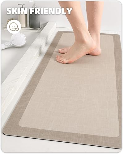 Miniatura 8 de Color&Geometry Tapete de baño de secado rápido, antideslizante, lavable, súper absorbente, tapete de baño de perfil bajo, tapetes de baño delgados