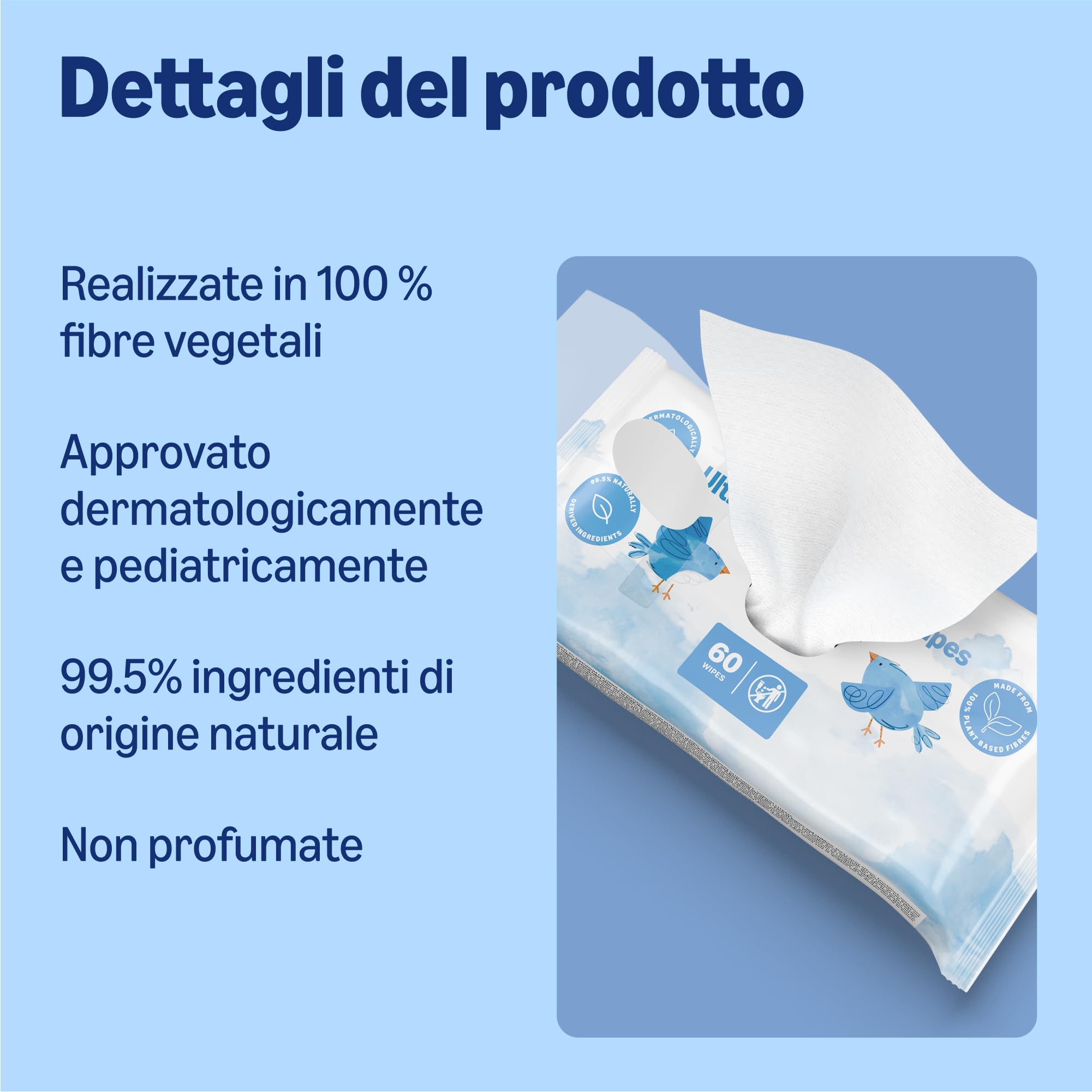 Amazon 1080 Salviettine Umidificate Ultra Sensitive per Neonati, Senza Profumo, 18 Confezioni da 60, (in Precedenza un Marchio Mama Bear, Stesso Prodotto)