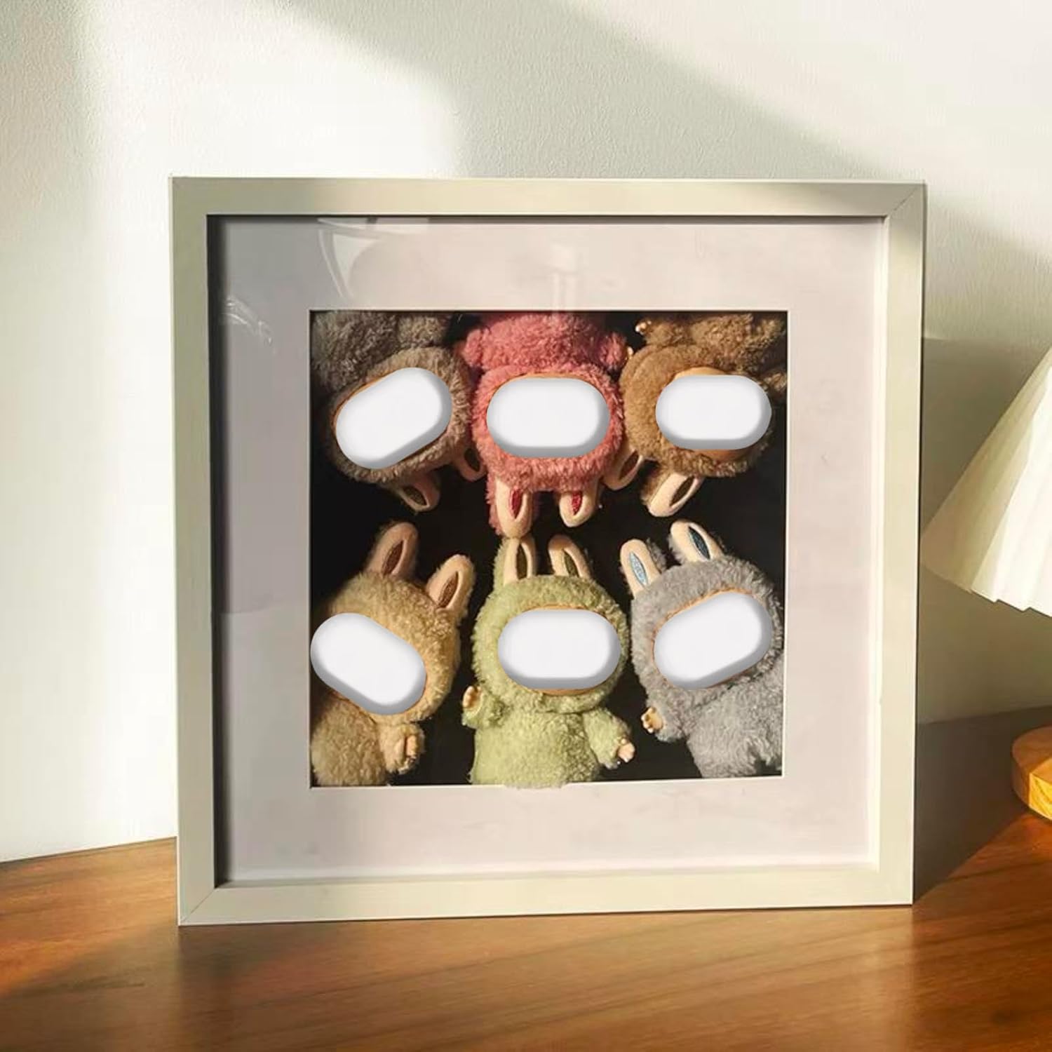 Designed for Labubu Shadow Frame, Labubu Display Case, Doll & Figure Storage Box, Wood Shadow Frame 12x12inch Doll & Figure Display（Not Including The Dolls）