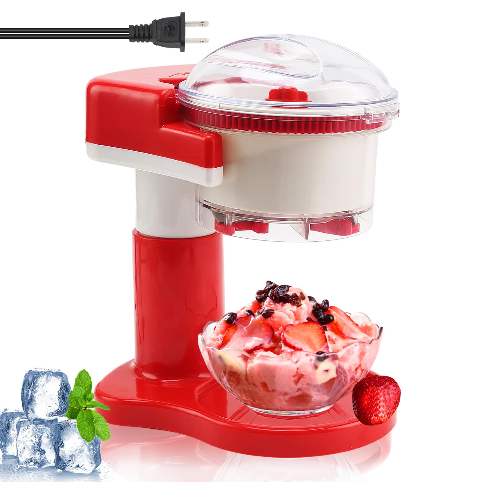 Trituratore elettrico per ghiaccio rasato, 500 ml, macchina compatta per cubetti di ghiaccio per palle di neve fatte in casa, cocktail frappe caffè, tè freddo, macchina per cubetti di ghiaccio per
