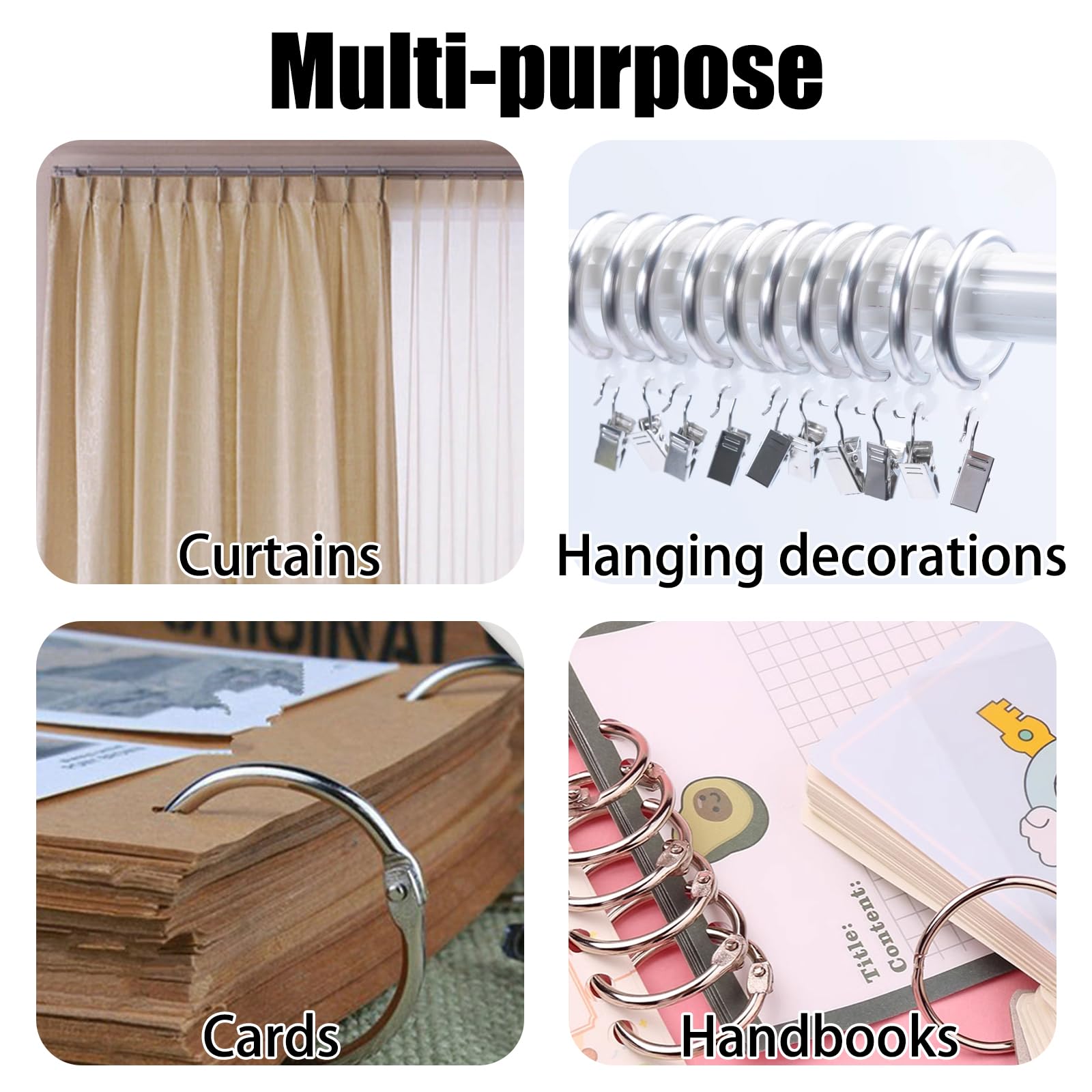 Anelli Metallici Per Rilegatura 50mm - 20 Pezzi Argento | Per Fogli, Chiavi, Album O DIY - Multiuso Resistente