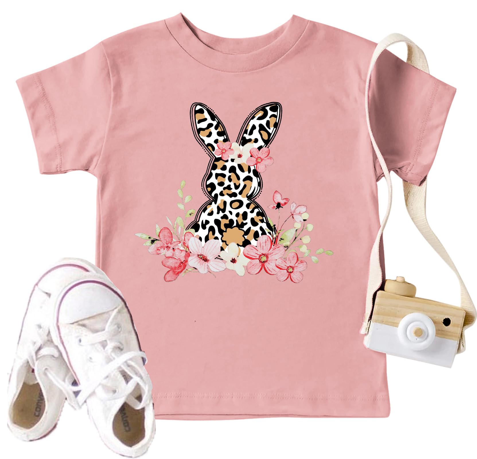 LAZYCHILD Toddler Boys Girls Easter Shirts Kids Baby Bunny T-Shirt Cute Leopard Bunnies Shirt Easter Toddler Graphic Tee