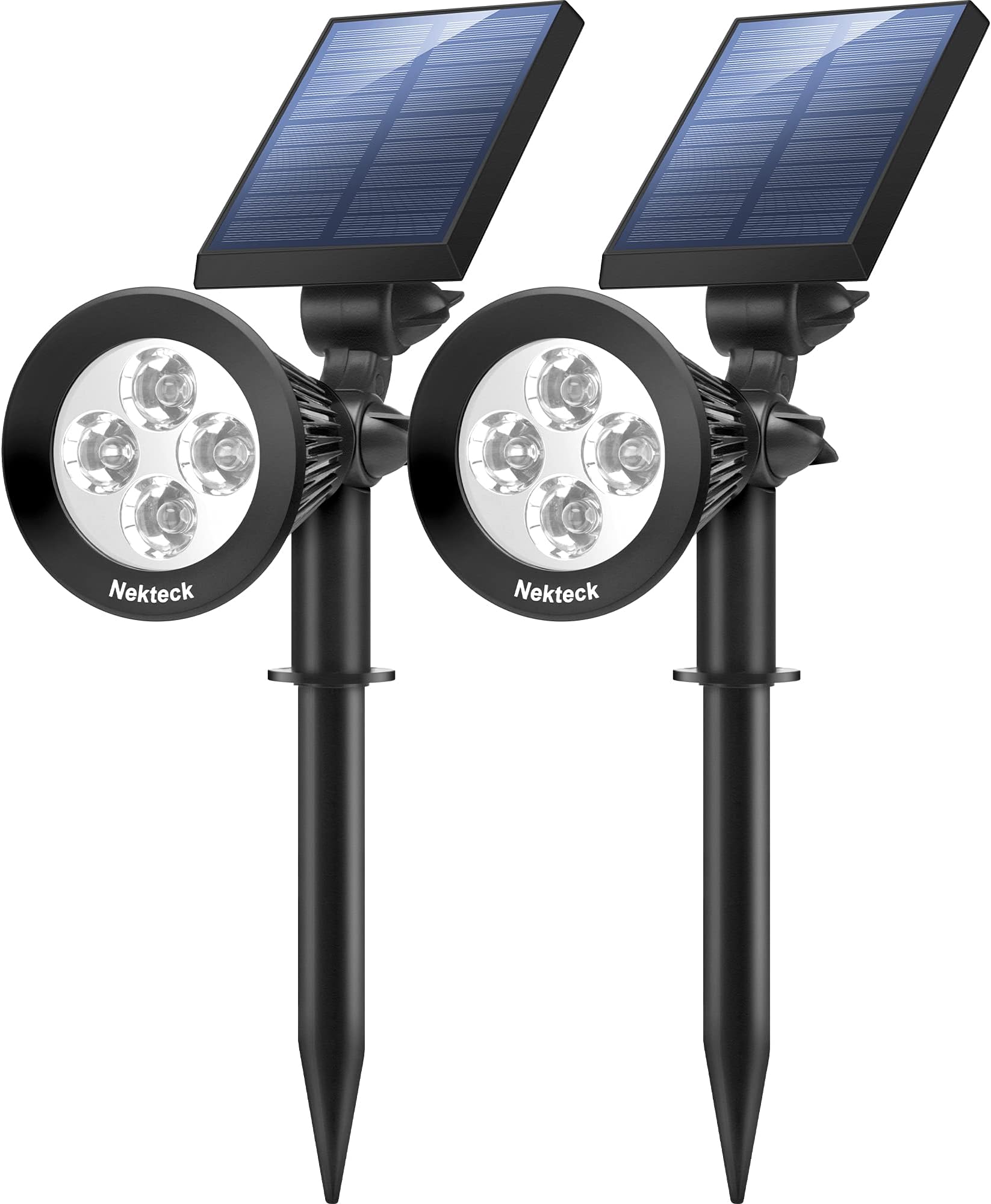 Nekteck Solar Lights, 2-in-1 Solar Spot Lights Outdoor, Waterproof Solar Powered Landscape Spotlights, Bright and Dark Sensing, Auto On/Off for Yard, Pathway, Garden, Driveway (2 Pack, White)