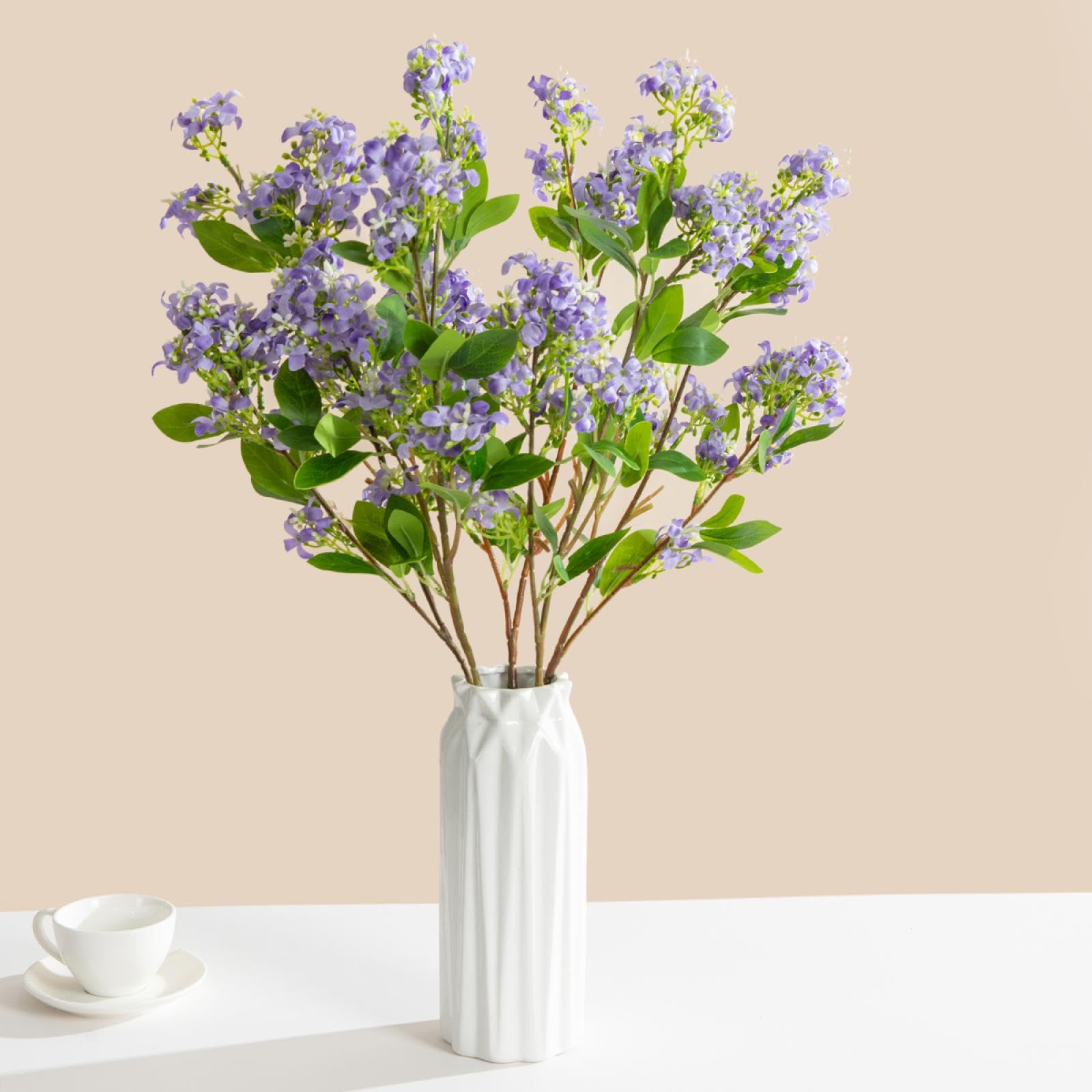Bouquet da sposa in seta lilla artificiale, per casa, festival, giardino, bonsai, arco, fai da te, accessori per feste (4 pezzi/colore 5)