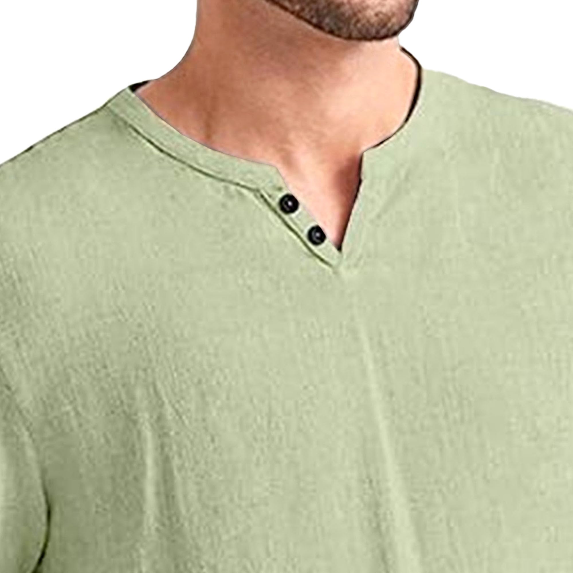 Men Small V Collar Casual T Shirts Regular Fit Street Walking Cotton Shirt Summer Classic Comfortable Pullover Tops (Light Green,XX-Large)