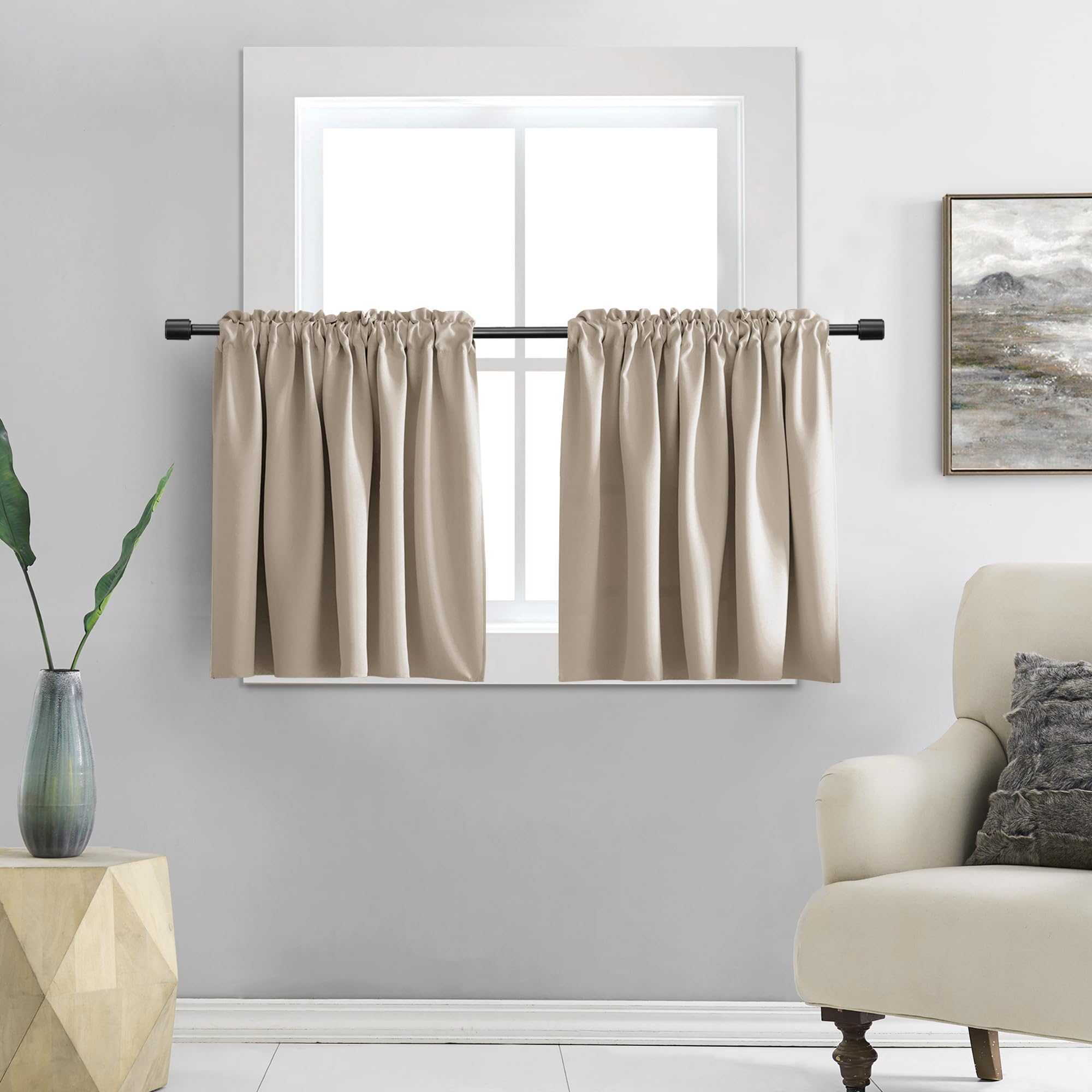 DONREN 24" X 24" Small Warm Taupe Curtains