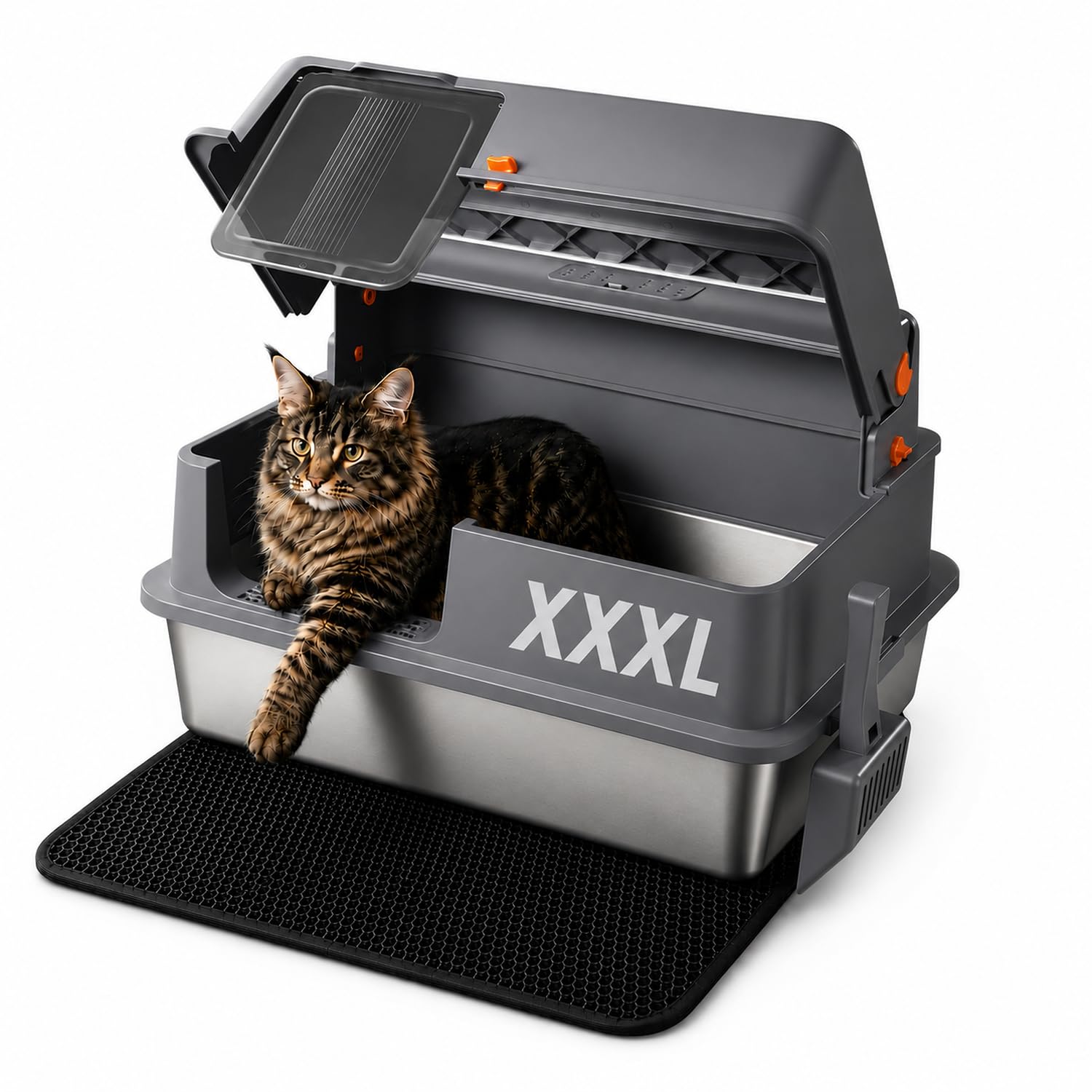 Photo 1 of AIFUN XXXL Enclosed Stainless Steel Litter Box with Lid