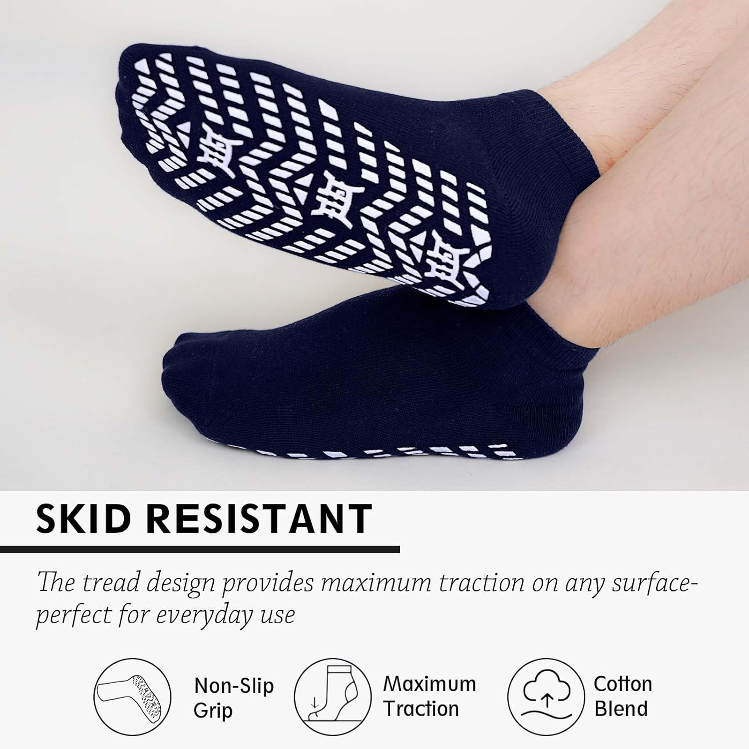 ZAKASA Non-Slip Grip Socks for Men: Non Skid Grippy Socks Anti Slip Gripper for Elderly Hospital Yoga Pilates - Image 4