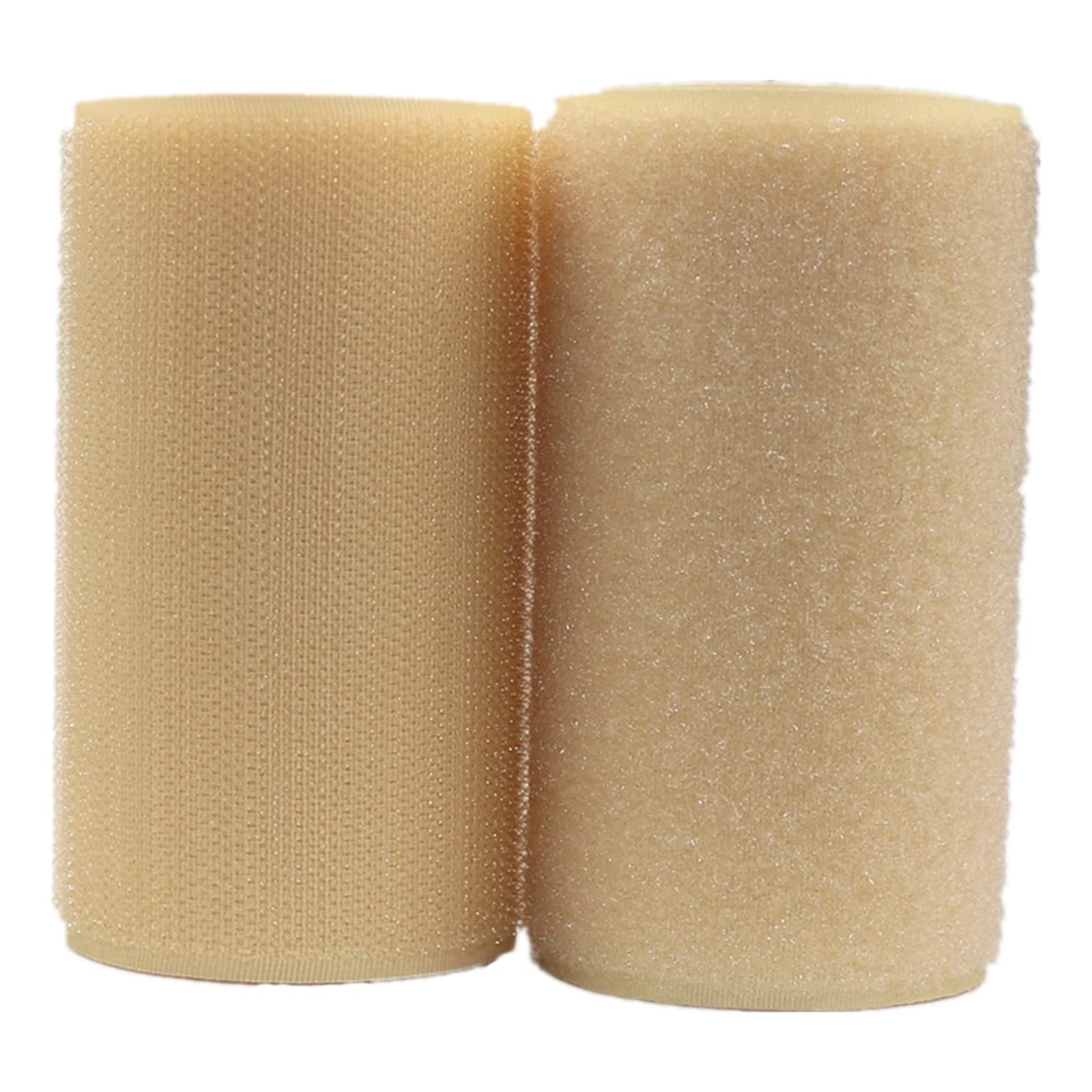 Fabric Sewing Hook and Loop Tape 100MM Wide Non-Adhesive Nylon Fabric Fastener Sew on Strips Fabric Tape Set(Khaki,100MM x 2 Yard)