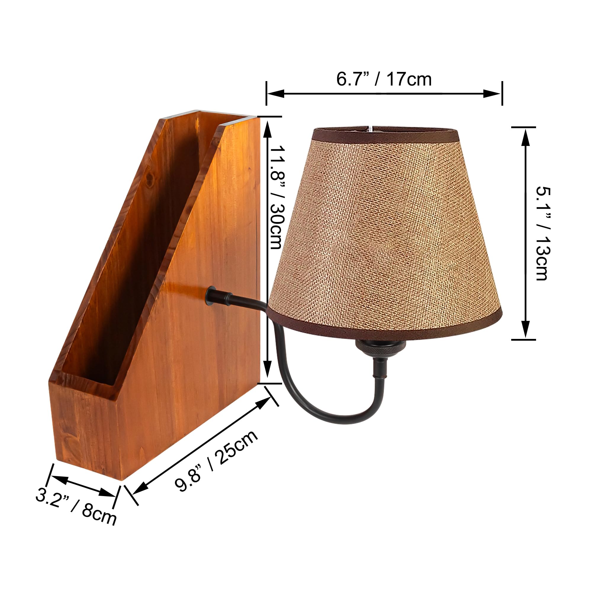 LED Buchlampe mit Fernbedienung, Vintage Dimmbar Nachttischlampe mit Praktischer Organizer 1xE27-Fassung, Wiederaufladbare Tischlampe Zeitschaltuhr für Nachttisch Beistelltisch TD0631BN