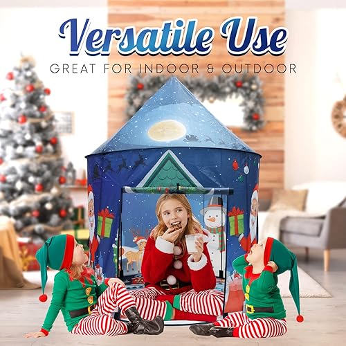 Miniatura 6 de Juego de tienda de campaña de Navidad para niños con luces LED multimodales y música Yuletide - Gran capacidad, fácil de instalar, casa de juegos