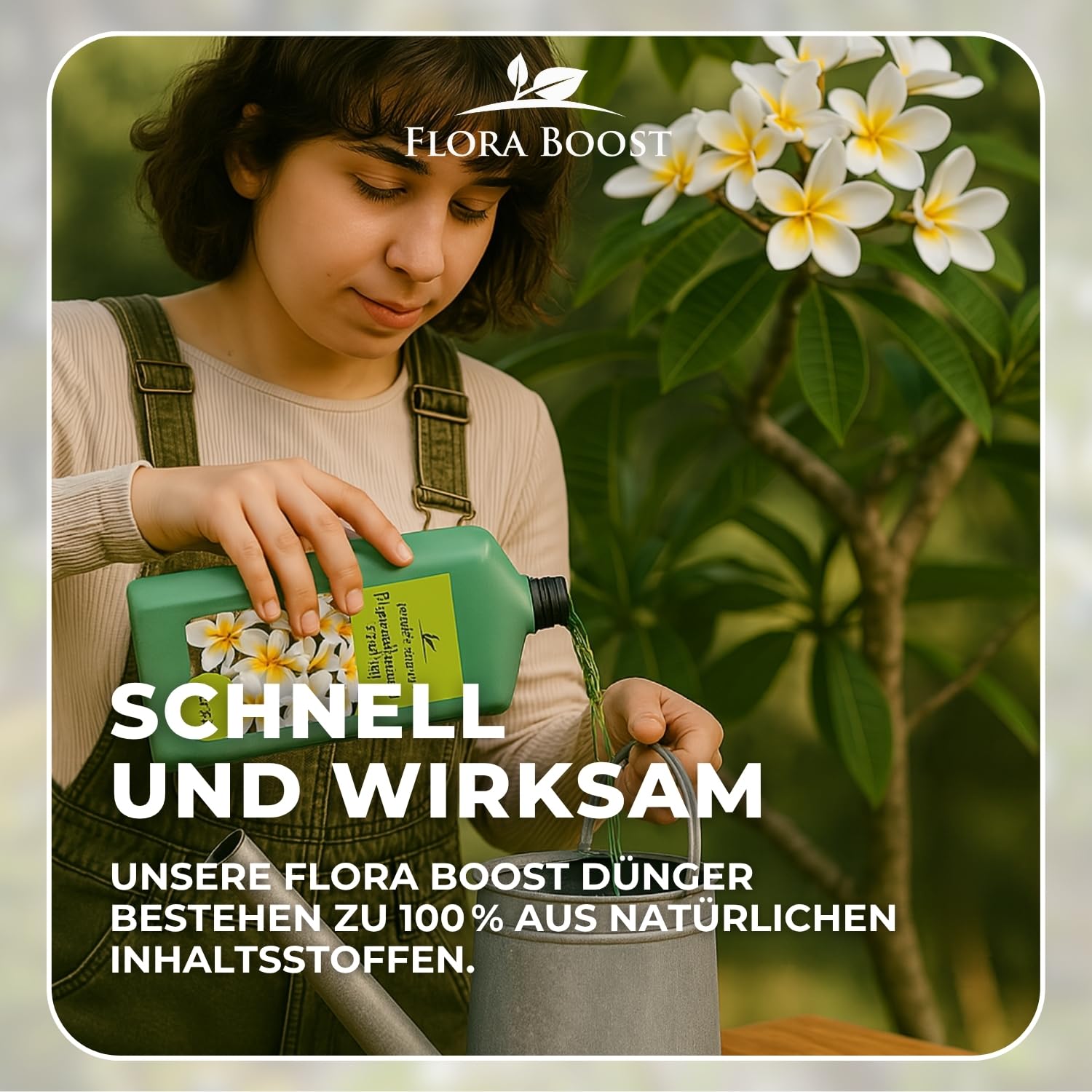 Konfitee Frangipani Plumeria Dünger Flora Boost 5000ml I Für bis zu 1000L Gießwasser I Dünger für Frangipani Tempelbaum I Flüssiger Blatt- & Wurzeldünger I 100% natürlicher Pflanzendünger