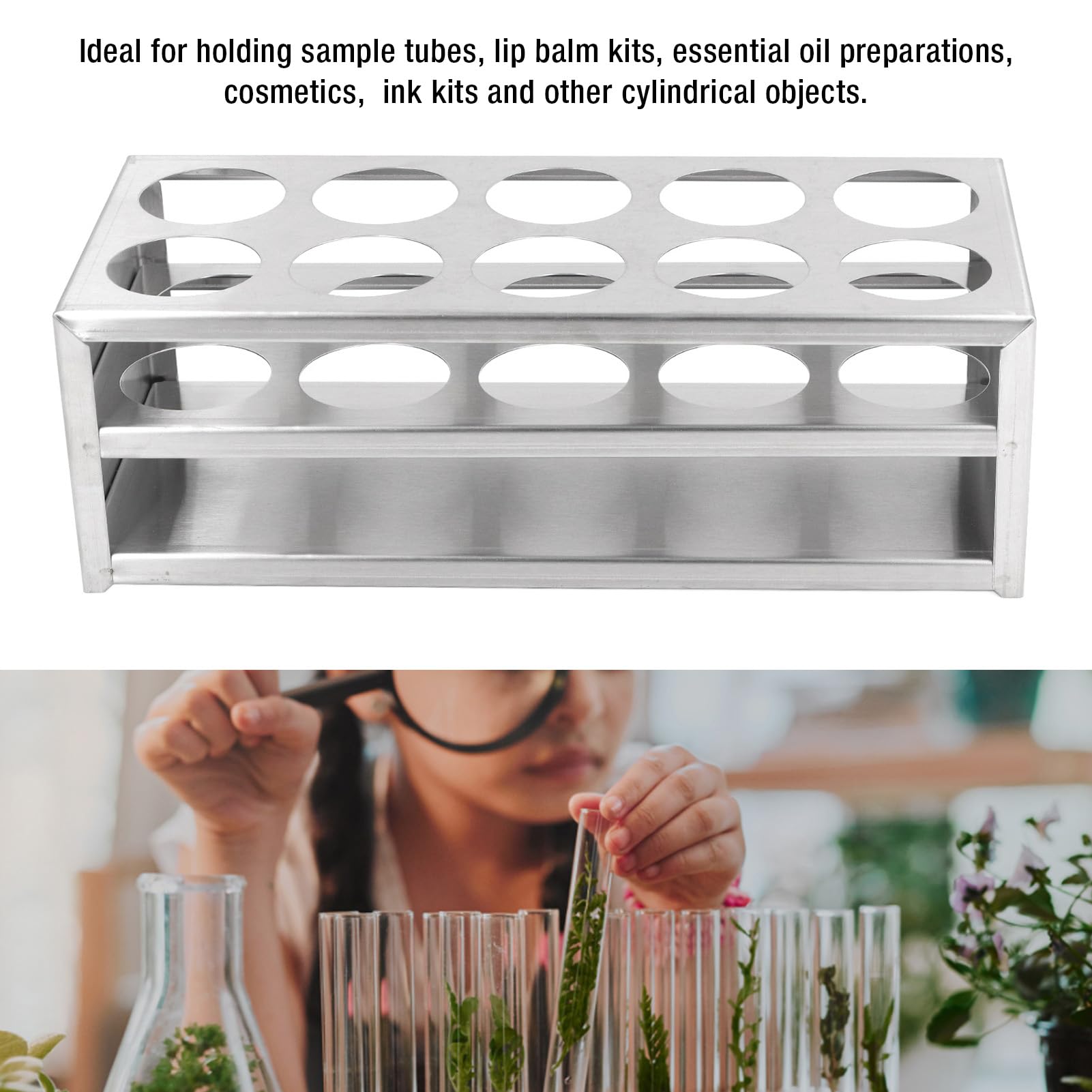 Test Tube Holder, 304 Stainless Steel Test Tube Rack, Test Tube Holder Rack for Laboratory and Studio, Laboratory Samples Holding Rack for School, Laboratory Supplies Accessories
