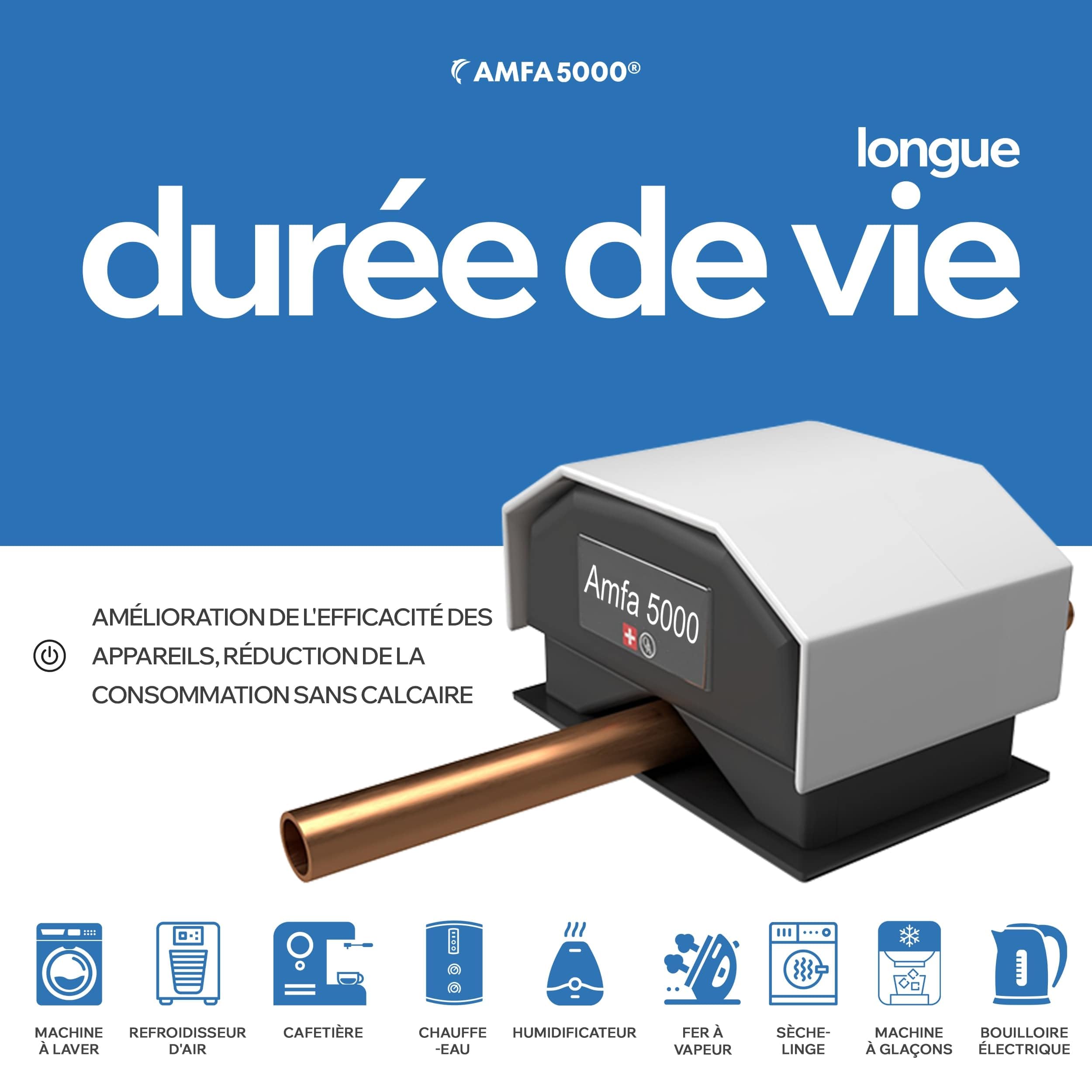 Amfa5000® Anti Calcaire Magnétique sans Sel - Adoucisseur d'Eau Maison | Détartrant magnétique sans sel ni chimie - protège canalisation, douche & lave-linge - sans entretien