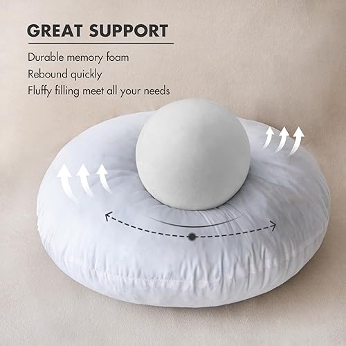 Miniatura 2 de MIULEE Almohada redonda de 18 pulgadas, cojín circular de espuma viscoelástica, cojín decorativo, relleno de almohada lumbar, para sofá, cama, sofá,
