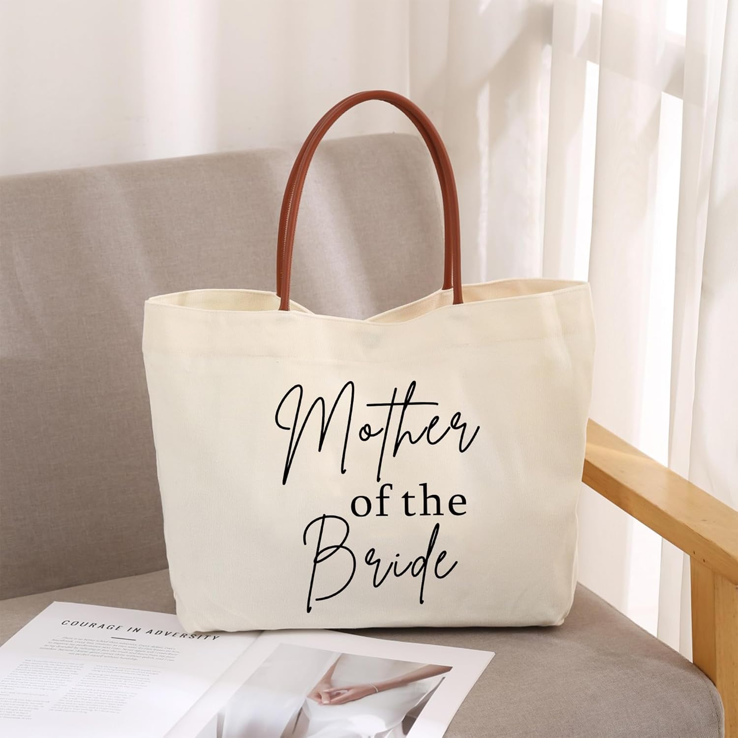 Mother of the Bride, Mother of the Groom Gifts from Daughter Son - Canvas Tote Bag, Mom Wedding Gift - Image 4