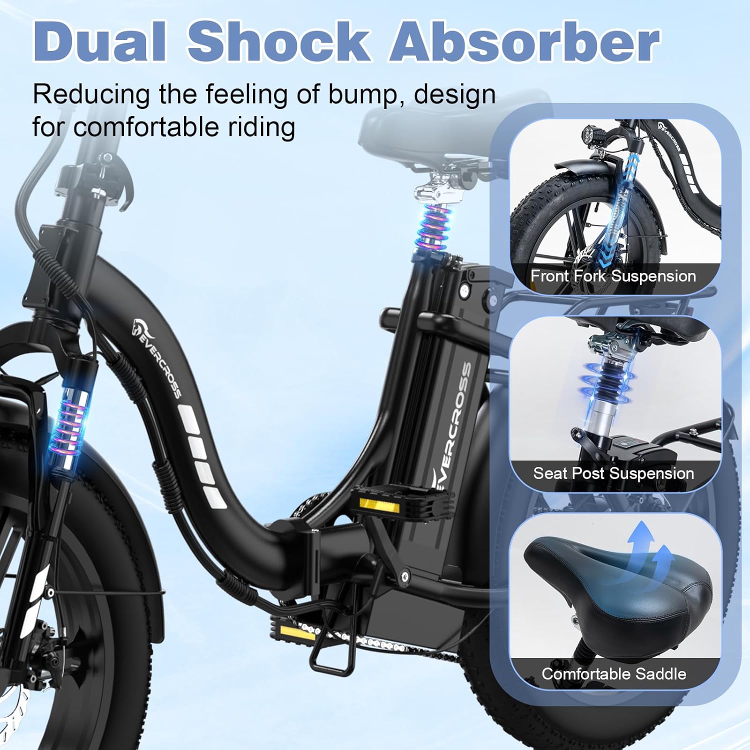 Dual Shock Absorber system with front fork and seat post suspension