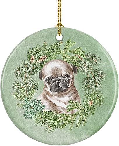 Miniatura 8 de Caroline's Treasures Cocker Spaniel - Corona de Navidad roja y blanca, adorno de cerámica para colgar en el árbol de Navidad, decoración para el