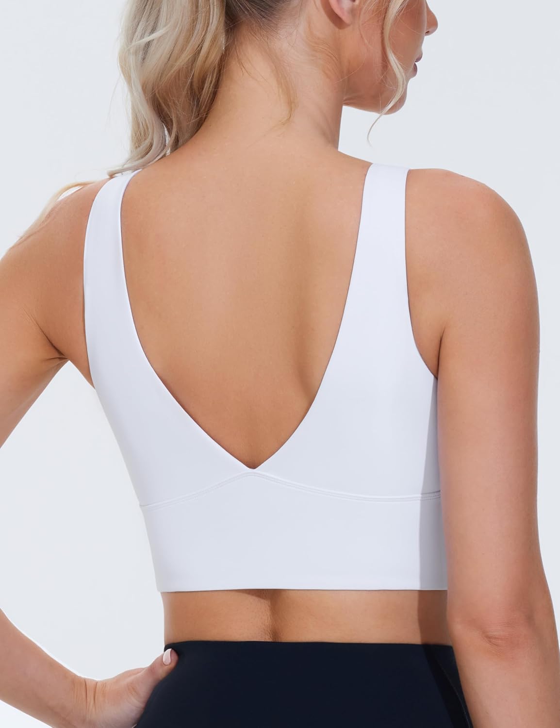 THE GYM PEOPLE Women's Padded Sports Bra V-Neck Wireless Stretchy Workout Crop Tops with Cross Hem Soft Yoga Bras - Image 2