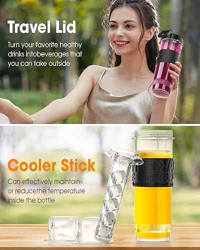 Miniatura 4 de COOL KNIGHT Licuadora personal, licuadora portátil de 500 W para batidos y batidos, juego de licuadoras personales de 10 piezas, con 2 tazas de