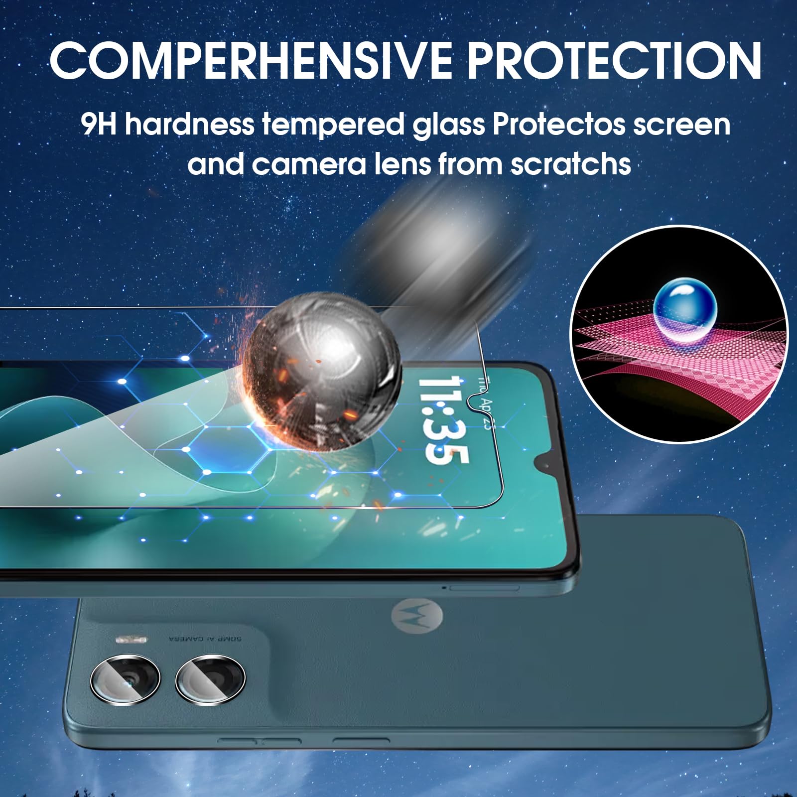 Lutree per Motorola Moto G06 / G06 Power Vetro Temperato, 2+2 Pezzi Pellicola Protettiva+ Pellicola Fotocamera, Durezza 9H Anti-Graffio HD Senza Bolle Protezione Schermo