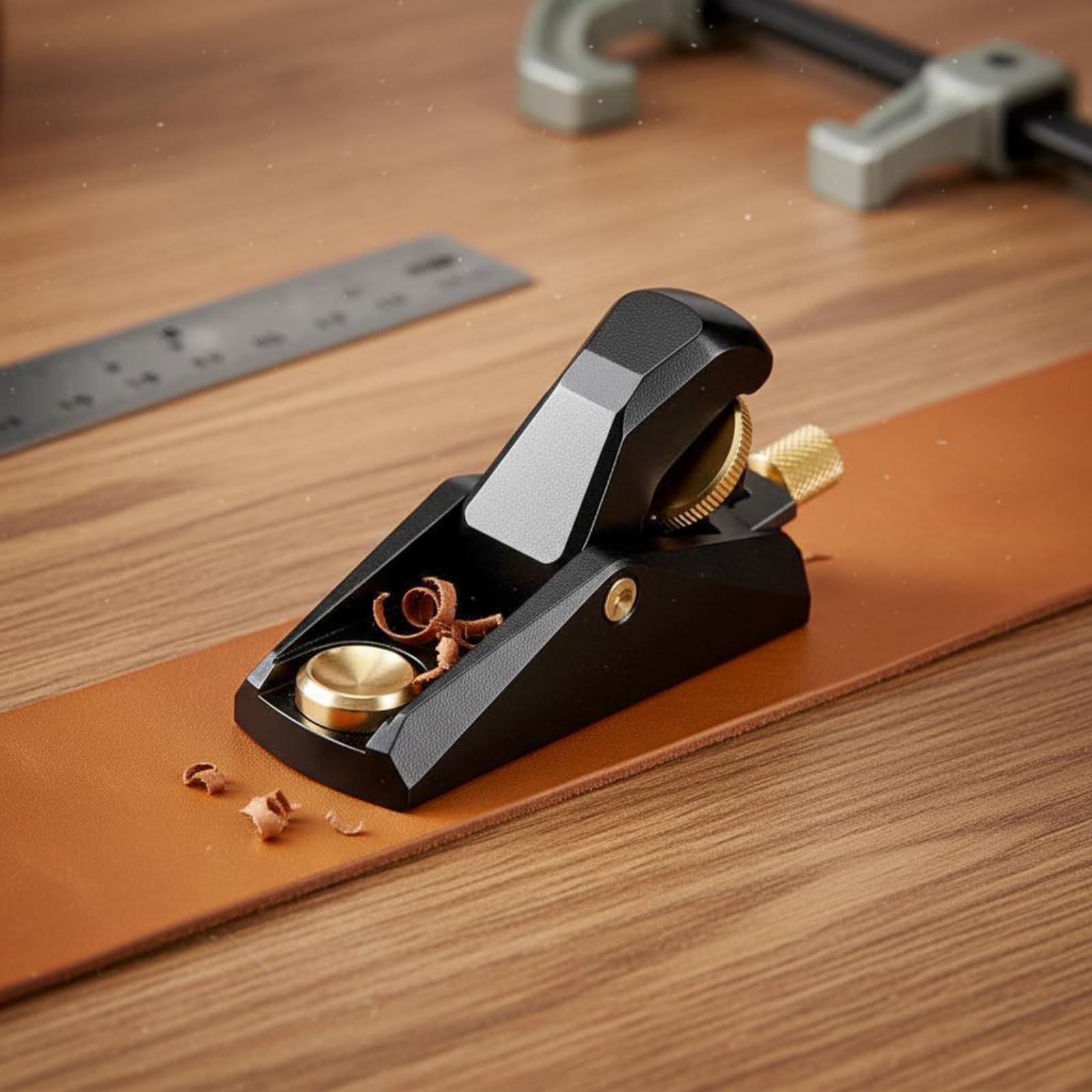 harayaa Mini Cepillo de Mano para Carpintería Cepillo Mini Cepillo de Banco Cepillo de Bisel Bajo Cepillo Compacto de Aluminio con Base Estable y Manejo, Negro