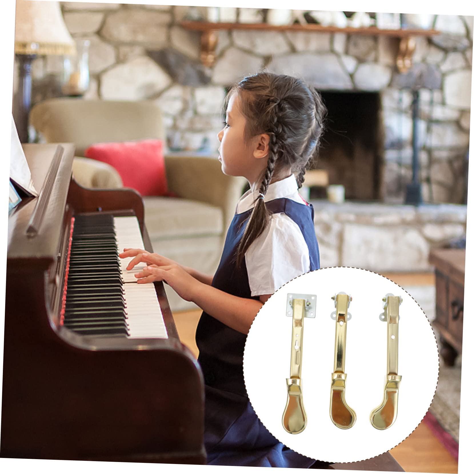 Pedali Accessori Metallo Verticale in Dorato per 3 e Pianoforte Antiruggine Pezzi Professionali Uso Domestico