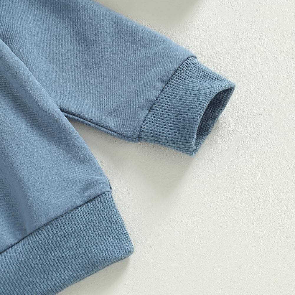 Thorn Tree Toddler Baby Boys Fall Outfits Long Sleeve Pull On Sweatshirt Elastic Waist Pants 2Pcs Solid Clothes Set - Image 4