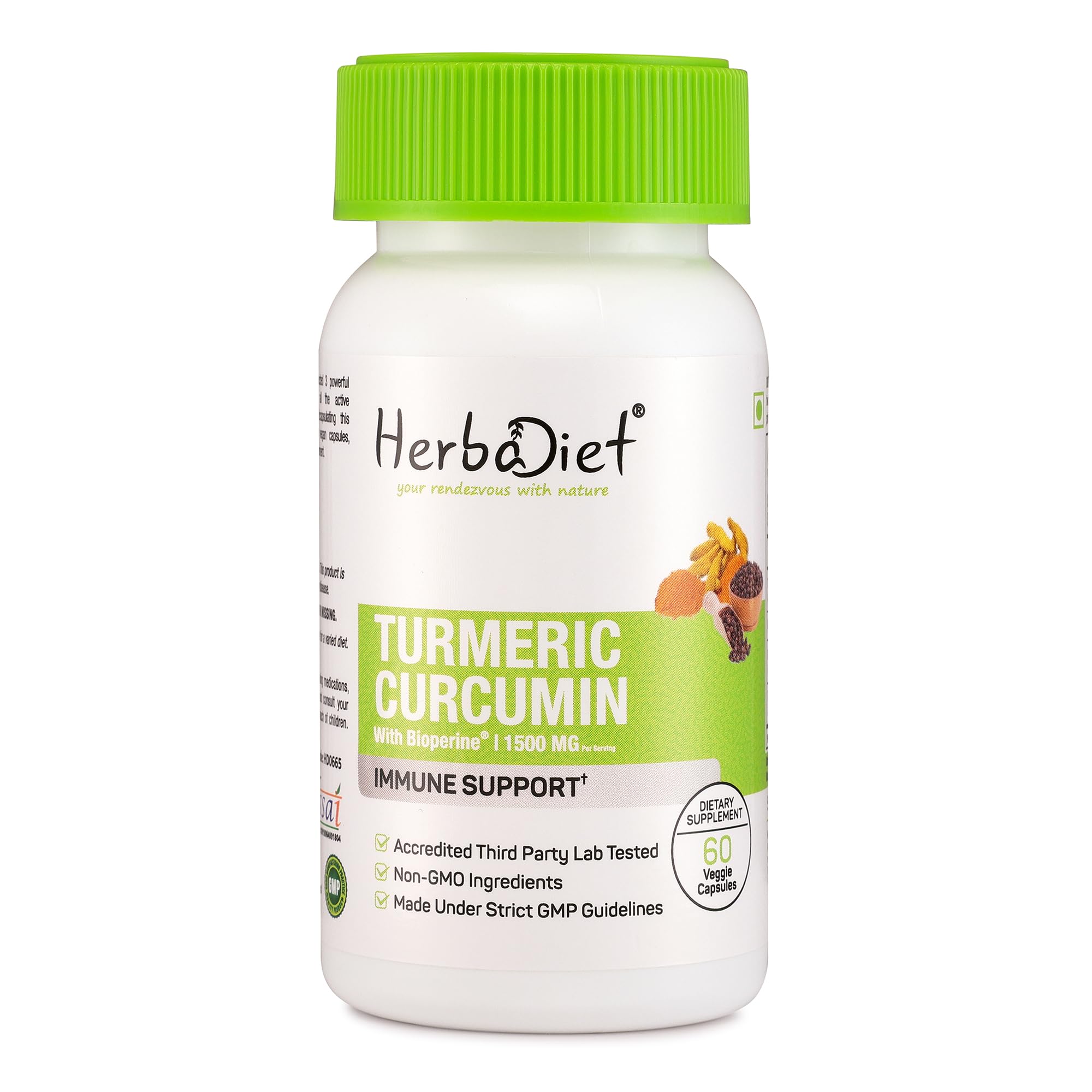 Turmeric Curcumin with Bioperine 60 Capsules | Standardized Turmeric Extract Curcuminoids 95% with Black Pepper Extract & Water Soluble Curcumin | High Absorption | Natural Immune & Joint Support-image-34