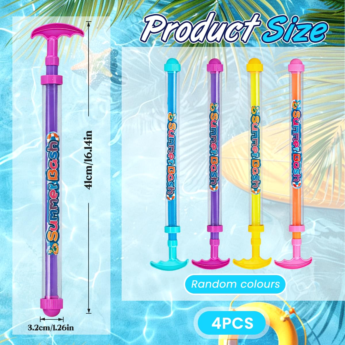 Pistola De Agua Con Efecto Fuegos Artificiales, 4 Unidades, Juguete Romántico Para Piscina, Playa, Conciertos Y Jardín – Diversión Asegurada