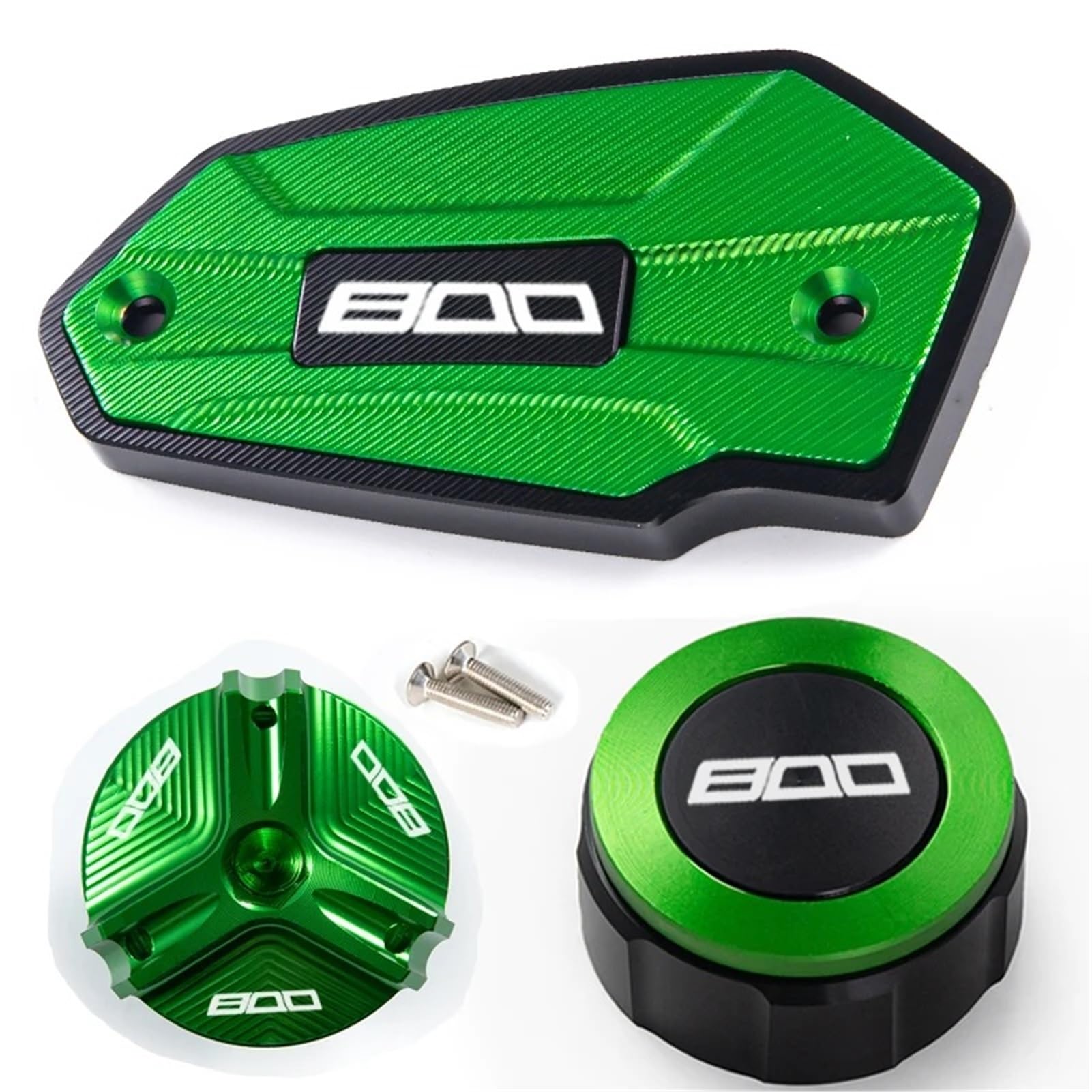 Adatto for Kawasaki Z800 Z 800 2013 2014 2015 2016 Moto Tappo olio freno anteriore e posteriore e Accessori di protezione tappo carburante(A set green)