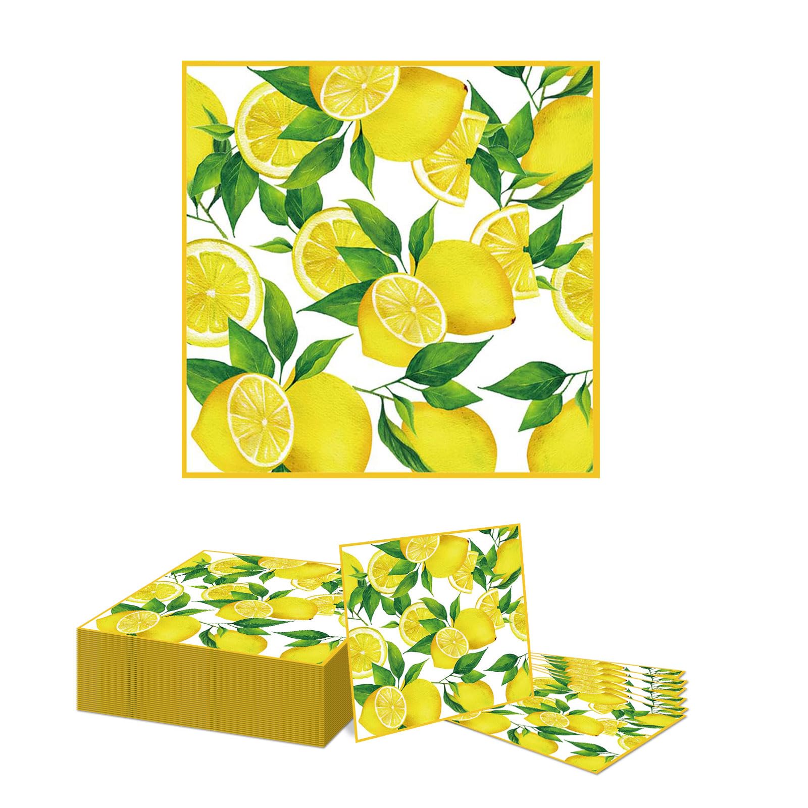 GlamRays 40 Piece Napkins Lemons, Lemon Theme Napkins for Decoration, Lemon Napkins Decor for Birthdays, Parties, Weddings, Communions