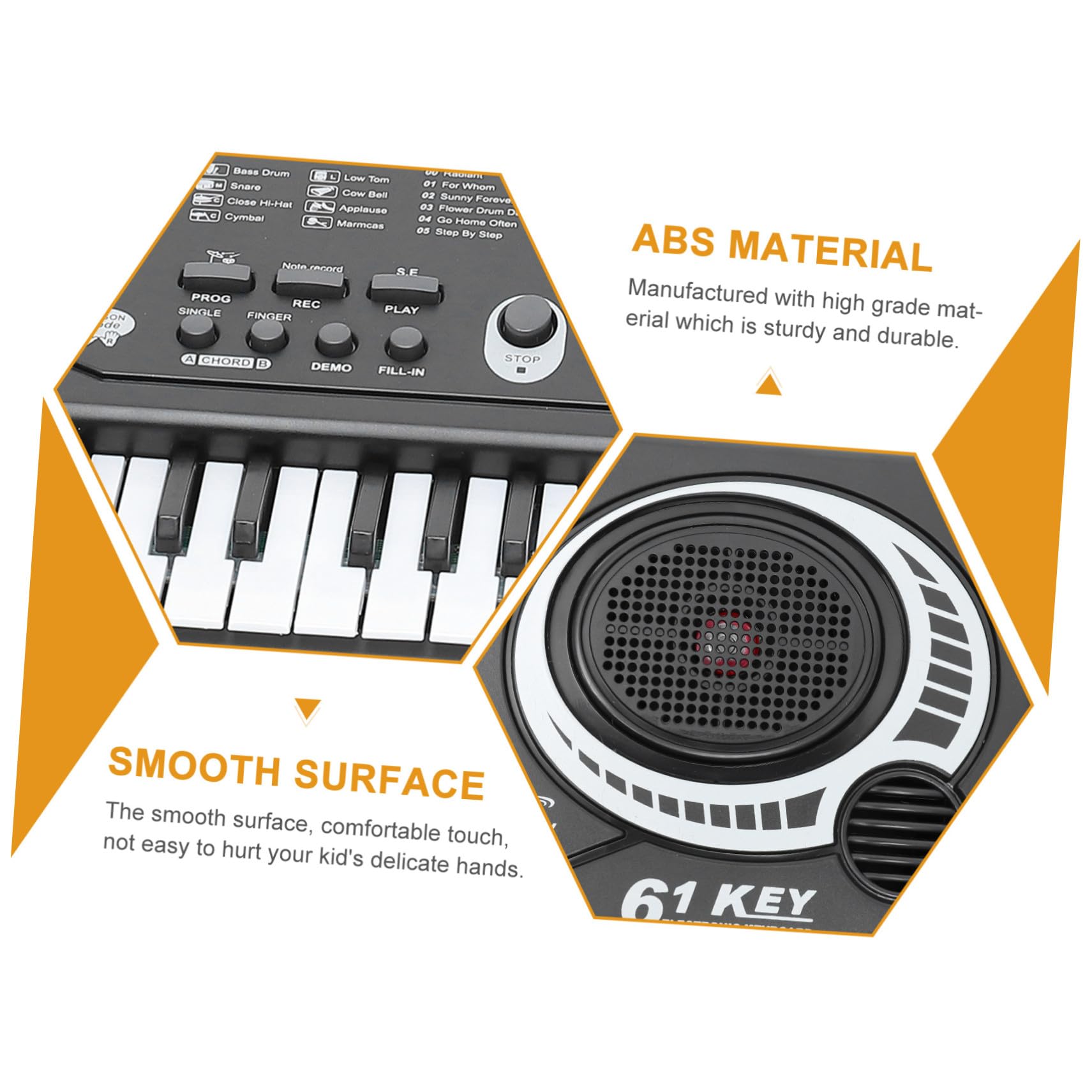 Juguete de Piano para Niños Pequeños Negro Abs, 61 Teclas